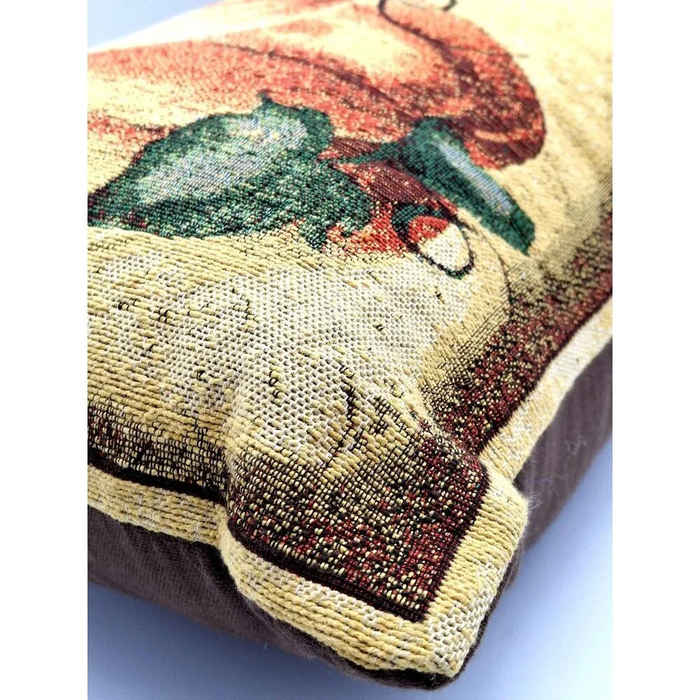 Vintage Pumpkin-Themed Decorative Rectangular Throw Pillow With Tapestry Design